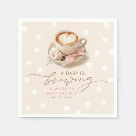 Pink Bow Coffee Baby Is Brewing Girl Baby Shower スタンダードカクテルナプキン