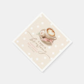 Pink Bow Coffee Baby Is Brewing Girl Baby Shower スタンダードカクテルナプキン (角)