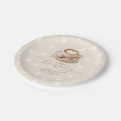 Pink Bow Coffee Baby Is Brewing Girl Baby Shower ペーパープレート (アングル)