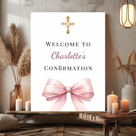 Pink bow Confirmation welcome ポスター