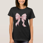 Pink Bow Coquette Aesthetic Ribbon Girly Vintage Tシャツ (正面)