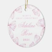 Pink Bow Coquette Baby Girl Ornament セラミックオーナメント (左)