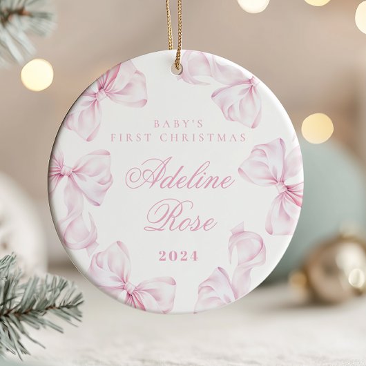 Pink Bow Coquette Baby Girl Ornament セラミックオーナメント