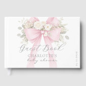 Pink Bow Coquette Baby Girl Shower ゲストブック (正面)