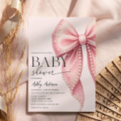 Pink Bow Coquette Baby Shower 招待状