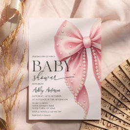 Pink Bow Coquette Baby Shower 招待状