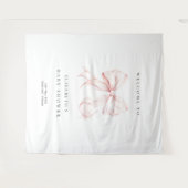 Pink Bow Coquette Baby Shower Backdrop タペストリー (正面(横))