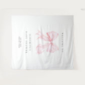 Pink Bow Coquette Baby Shower Backdrop タペストリー (正面(横))