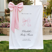 Pink Bow Coquette Baby Shower Backdrop タペストリー