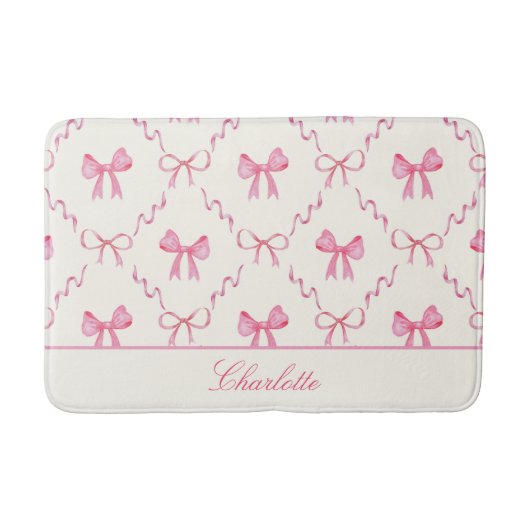 Pink Bow Coquette Bath Mat バスマット (正面)