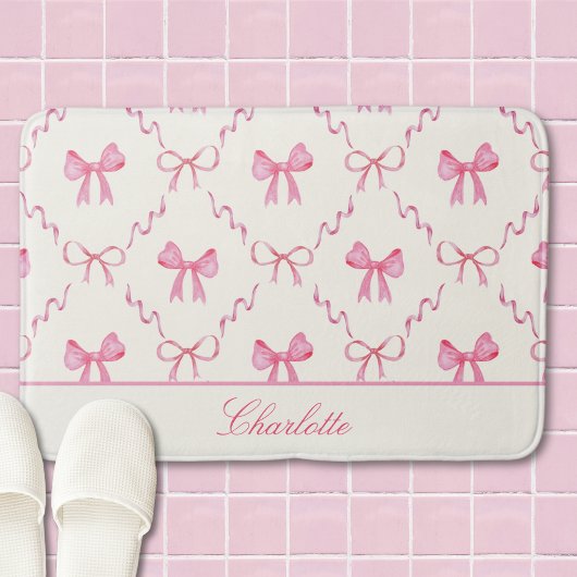 Pink Bow Coquette Bath Mat バスマット