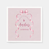 Pink Bow Coquette Birthday  スタンダードカクテルナプキン (正面)