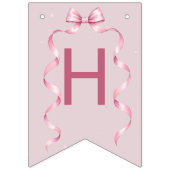 Pink Bow Coquette Birthday  バンティングフラッグ (第2の旗)