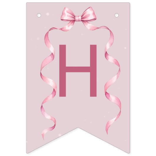 Pink Bow Coquette Birthday  バンティングフラッグ (第2の旗)