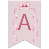 Pink Bow Coquette Birthday  バンティングフラッグ (第3の旗)