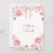 Pink Bow Coquette Butterfly Quinceanera Invita 招待状 (裏面)