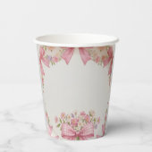 Pink Bow Coquette Floral 1st Birthday Personalized 紙コップ (裏面)