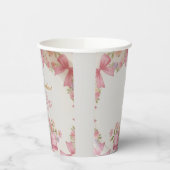 Pink Bow Coquette Floral 1st Birthday Personalized 紙コップ (左)