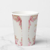 Pink Bow Coquette Floral 1st Birthday Personalized 紙コップ (右)