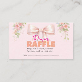 Pink Bow Coquette Floral Baby Girl Baby Shower エンクロージャーカード