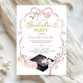 Pink Bow Coquette Girl Graduation Invitation 招待状