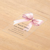 Pink bow coquette girl luxury clear birthday アクリル招待状 (レイダウン)