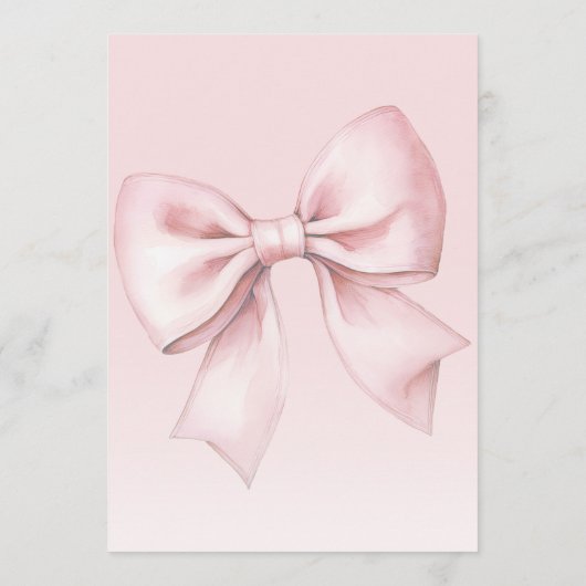 Pink Bow Coquette It's a Girl Baby Shower 招待状 (裏面)