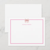 Pink Bow Coquette Personalized Note Card ノートカード (正面/裏面)