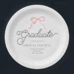 Pink Bow Coquette Photo Graduation Party  ペーパープレート<br><div class="desc">Celebrate your graduate with this elegant pink bow graduation party invitation, perfect for a Class of 2026 celebration. This stylish and feminine design features a soft watercolor ribbon bow and modern minimalist typography for a timeless graduation announcement. This custom graduation invitation allows you to personalize the graduate’s name, event details,...</div>