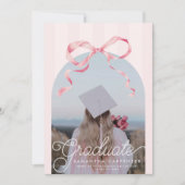 Pink Bow Coquette Photo Graduation Party  案内状 (正面)