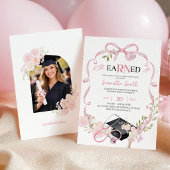 Pink Bow Coquette RN Graduation Invitation 招待状