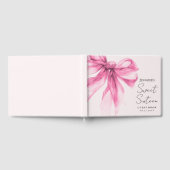 Pink Bow Coquette Script Sweet 16 Blush ゲストブック (全面)
