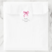 Pink Bow Coquette Script Sweet 16 Party ラウンドシール (バッグ)