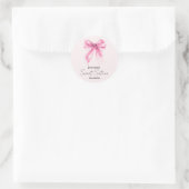Pink Bow Coquette Script Sweet 16 Party Blush  ラウンドシール (バッグ)