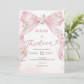 Pink Bow Coquette Teenager Birthday Invitation 招待状 (スタンド正面)