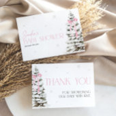 Pink Bow Coquette Winter Wonderland Thank You サンキューカード