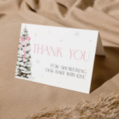 Pink Bow Coquette Winter Wonderland Thank You サンキューカード