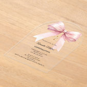 Pink bow cream girl Confirmation arch アクリル招待状 (レイダウン)