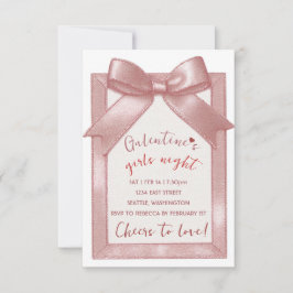 Pink Bow Custom Galentine's Party Invitation 出欠カード