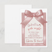 Pink Bow Custom Galentine's Party Invitation 出欠カード (正面/裏面)