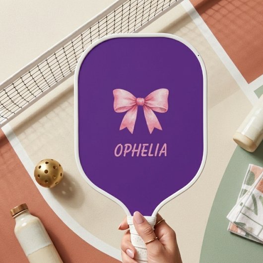 Pink Bow Custom Name Viral Pickleball Paddle ピックルボールラケット