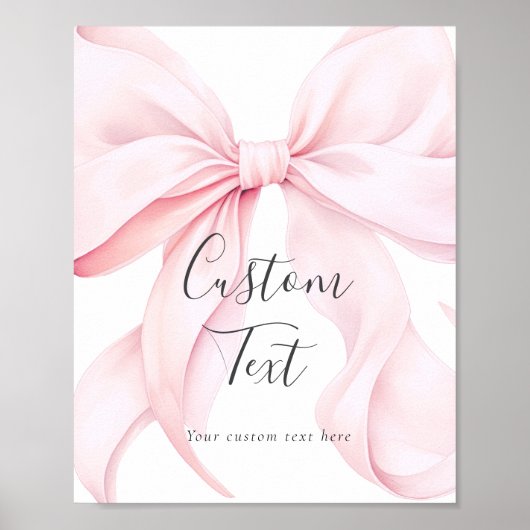 Pink Bow Custom Text Table Sign ポスター (正面)