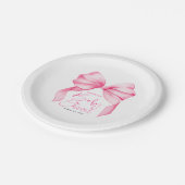 Pink Bow Cute Baby Shower ペーパープレート (アングル)