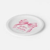 Pink Bow Cute Birthday Party ペーパープレート (アングル)