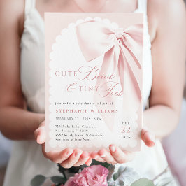 Pink Bow Cute Bows Baby Shower Invitation 招待状