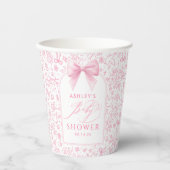 Pink Bow Cute Floral Arch Chinoiserie Baby Shower  紙コップ (正面)