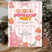 Pink Bow Cute Retro Cookie Decorating Party 招待状