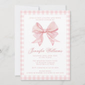 Pink Bow Diaper and Wipes Baby Girl Shower 招待状 (正面)