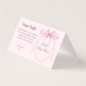 Pink Bow Diaper Raffle Card for Baby Shower (正面)