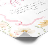 Pink Bow Diaper raffle Wildflower Baby shower ポスター (角)